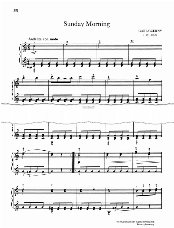 Produktgalerie: Seite 1 von 1 Sunday Morning, Carl Czerny, Klavier