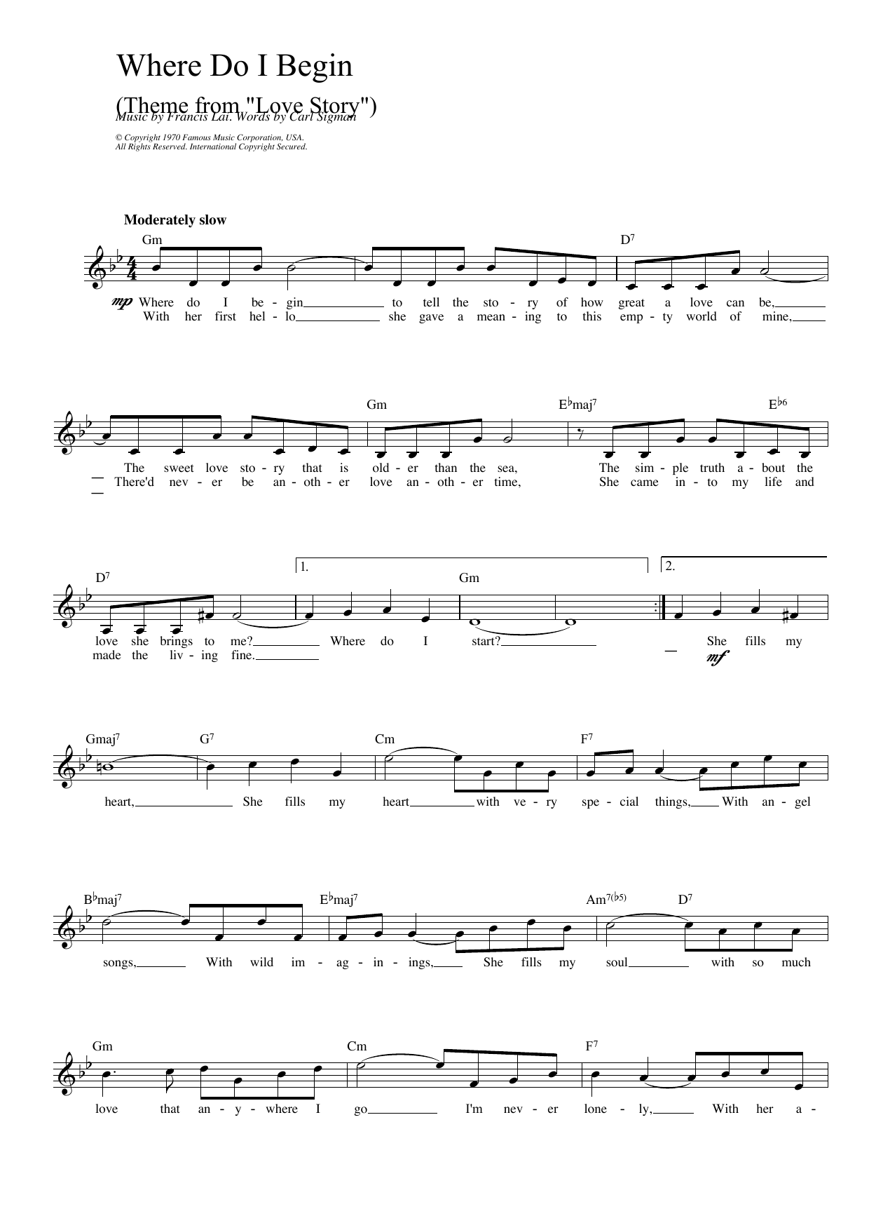 Produktbild zu: Where Do I Begin (theme from Love Story)