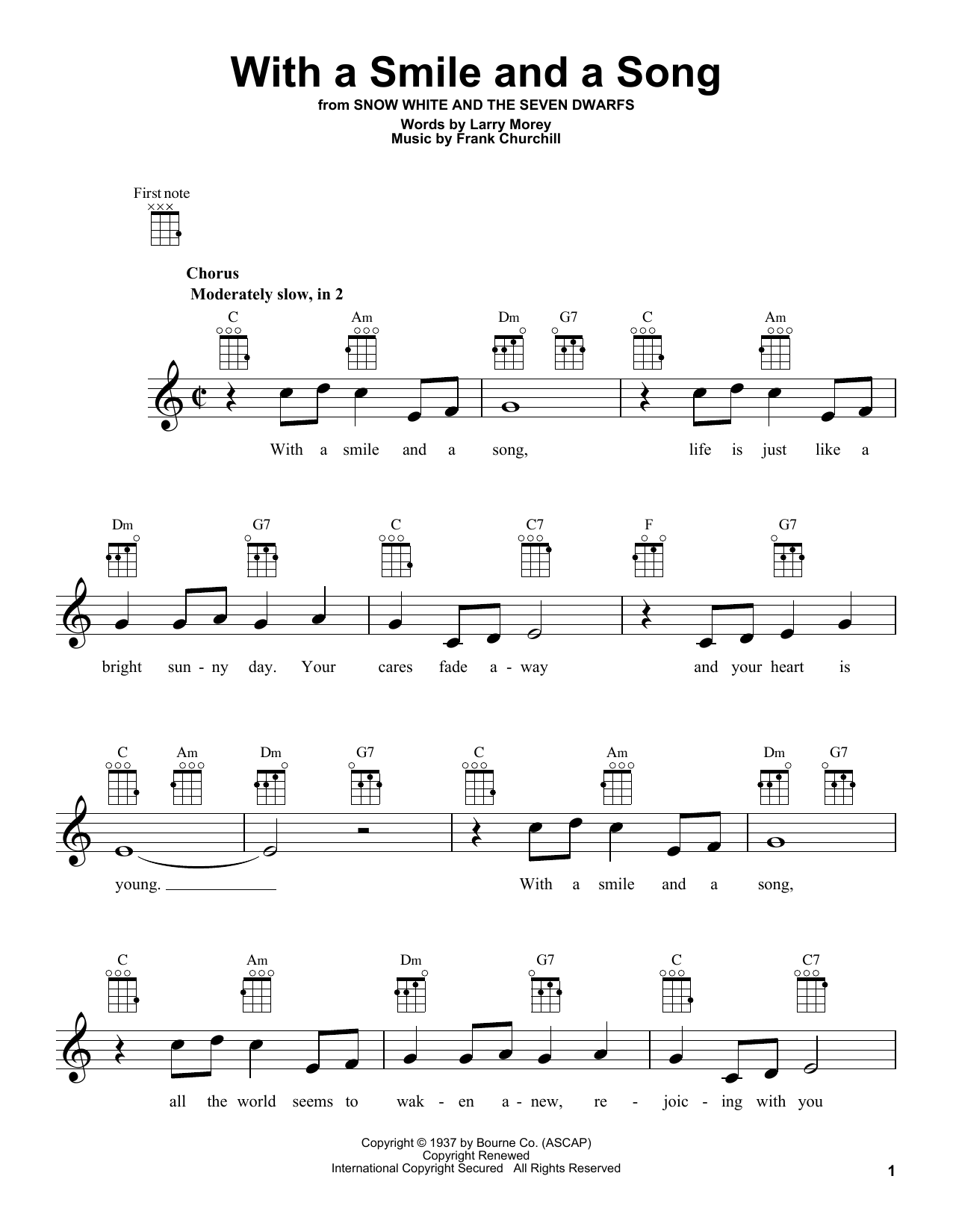 Product gallery: Page 1 of 1 With A Smile And A Song (from Snow White And The Seven Dwarfs), Larry Morey & Frank Churchill