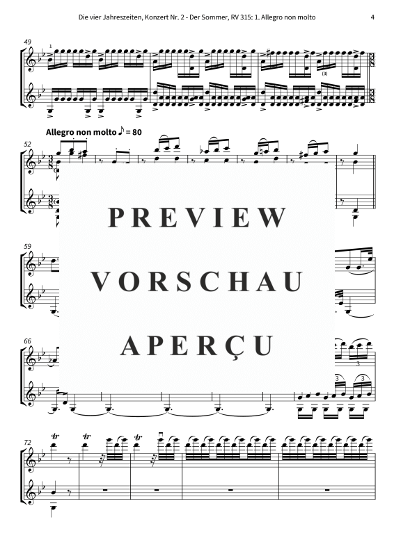 Produktgalerie: Seite 6 von 10 Die vier Jahreszeiten, Konzert Nr. 2 - Der Sommer - 1. Allegro non molto, The Twiolins, (Duett 2x Violine)