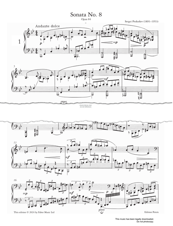 Produktgalerie: Seite 1 von 1 Sonata No.8 Op.84, Sergei Prokofiev, Klavier