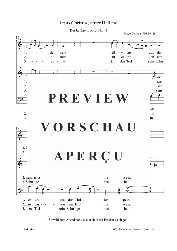 Produktgalerie: Seite 3 von 3 Jesus Christus, unser Heiland (Der Jahrkreis, Op.5, Nr.41), , Gemischter Chor 3-stimmig SAM
