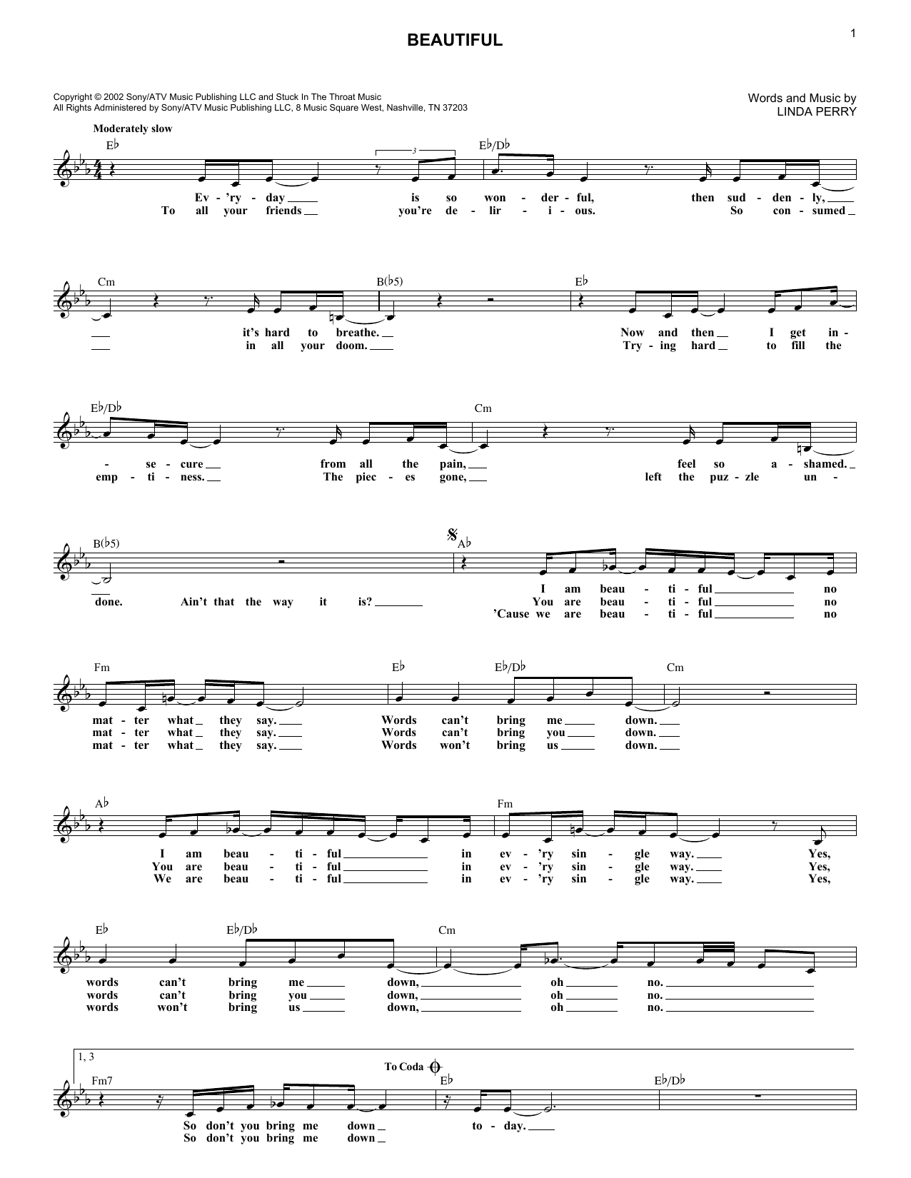 Produktgalerie: Seite 1 von 1 Beautiful, Christina Aguilera & Beverly McClellan, Melodieinstrument