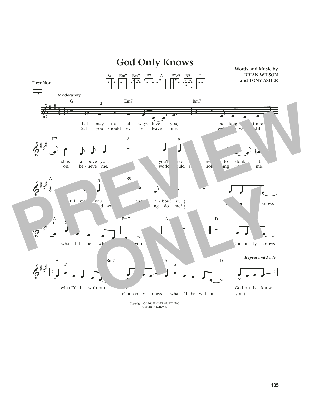 Product gallery: Page 1 of 1 God Only Knows (from The Daily Ukulele) (arr. Jim Beloff), The Beach Boys