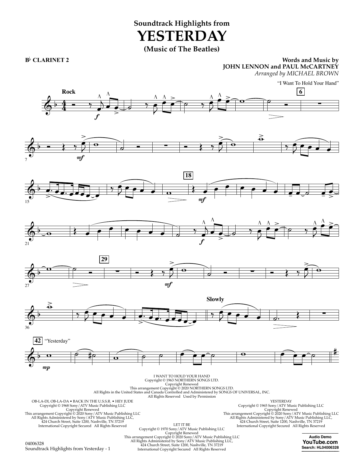 Produktgalerie: Seite 1 von 1 Highlights from Yesterday (Music Of The Beatles) (arr. Michael Brown) - Bb Clarinet 2, The Beatles, Ensemble