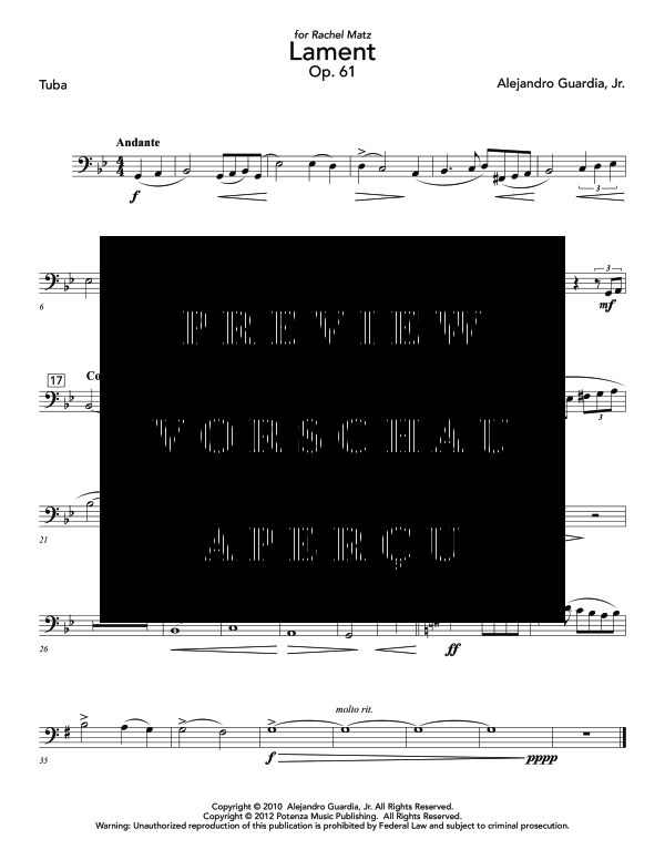 Product gallery: Page 8 of 9 Lament, , (tuba and piano)