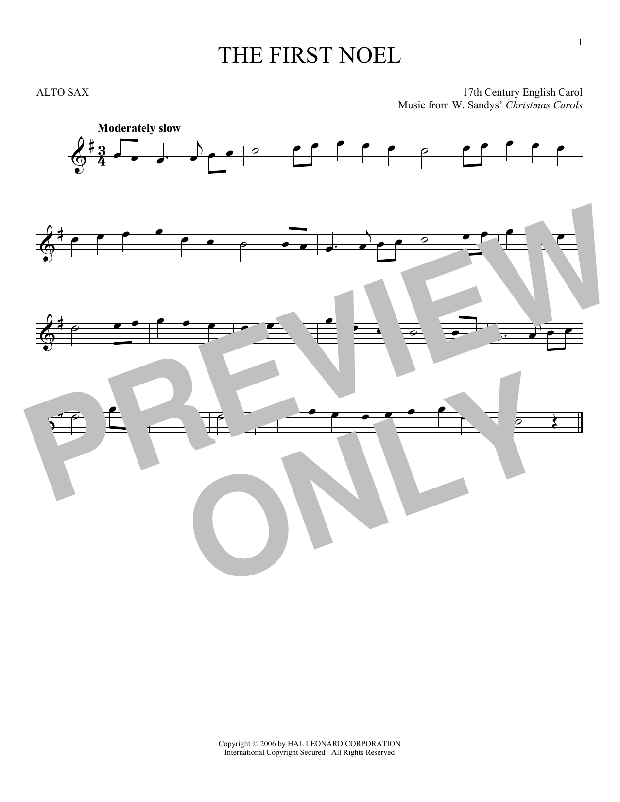 Product gallery: Page 1 of 1 The First Noel, W. Sandys' Christmas Carols