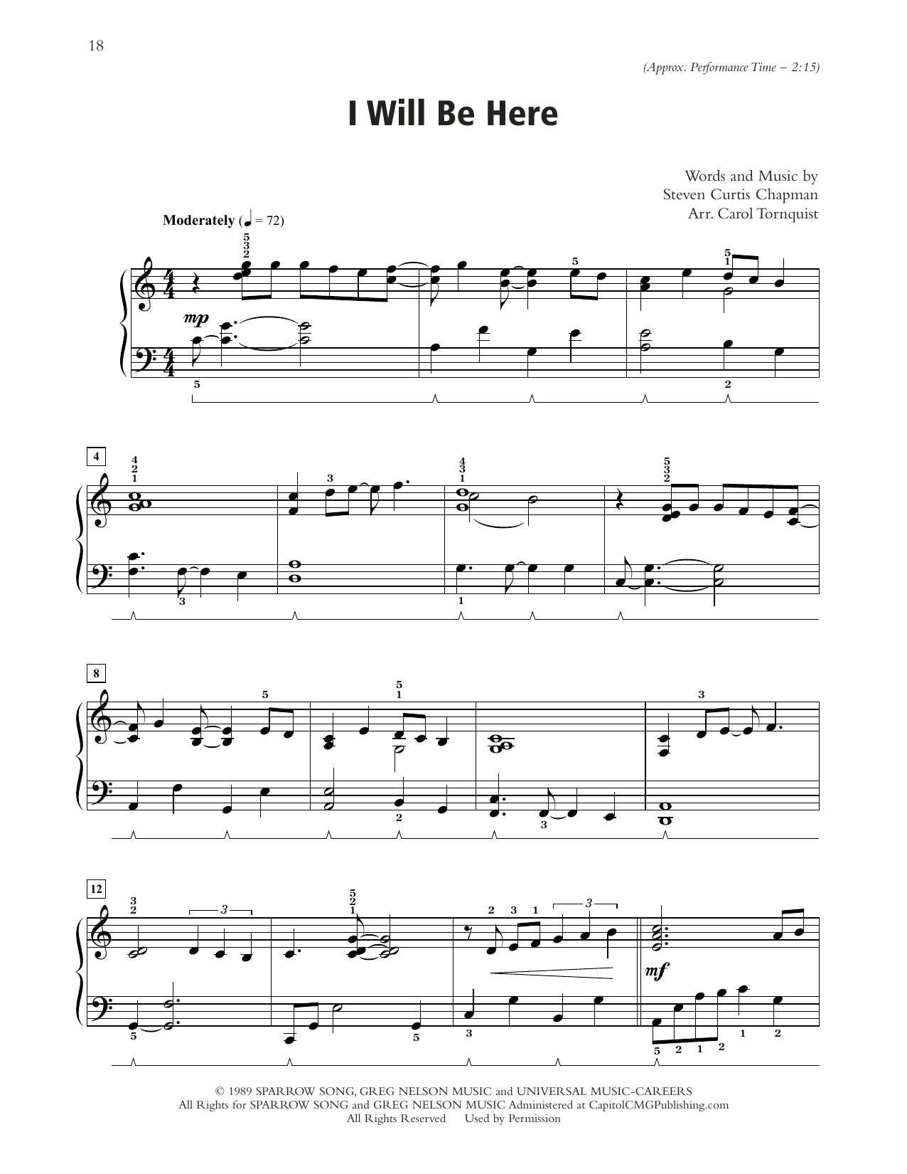 Produktbild zu: I Will Be Here (arr. Carol Tornquist)