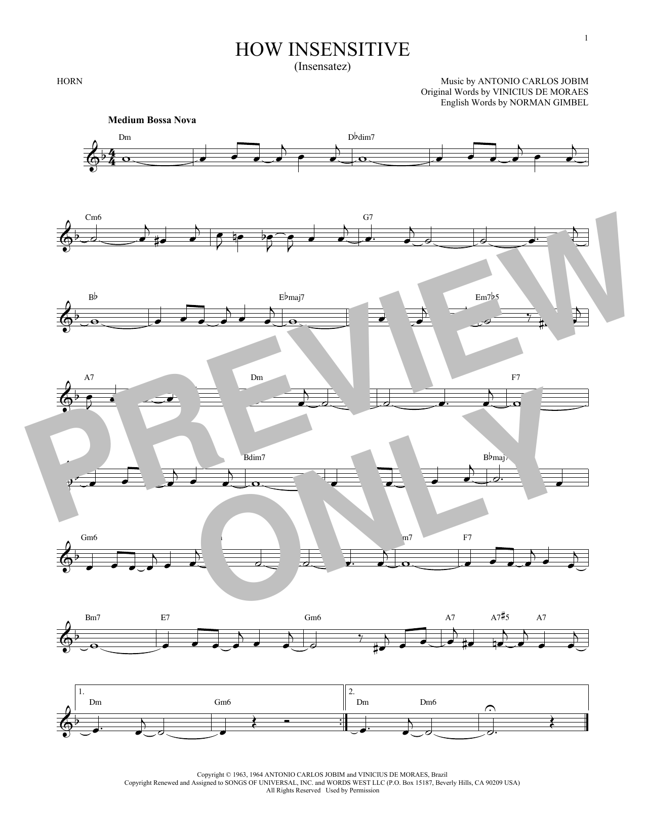 Produktgalerie: Seite 1 von 1 How Insensitive (Insensatez), Antonio Carlos Jobim, Horn