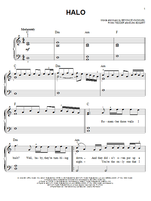 Produktgalerie: Seite 1 von 1 Halo, Beyonce, Klavier