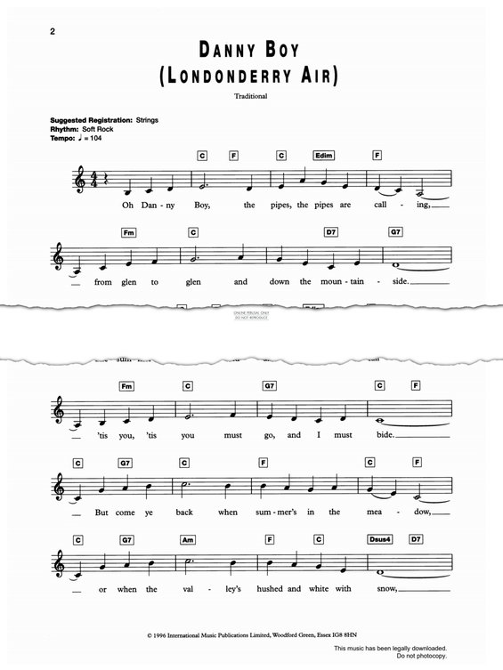 Produktgalerie: Seite 1 von 1 Danny Boy, Irish Traditional, Gesang, Gitarre, Keyboard