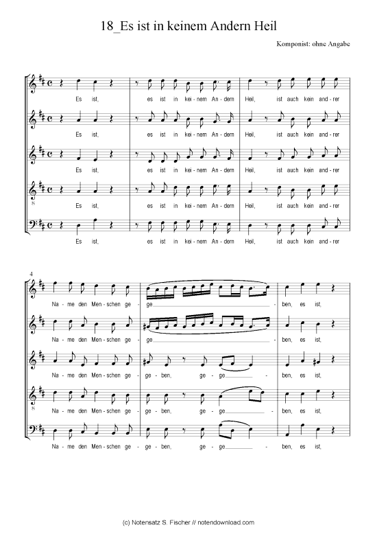 Product picture to: Es ist in keinem Andern Heil Weihnachtsmotette über Apostelg. 4,12