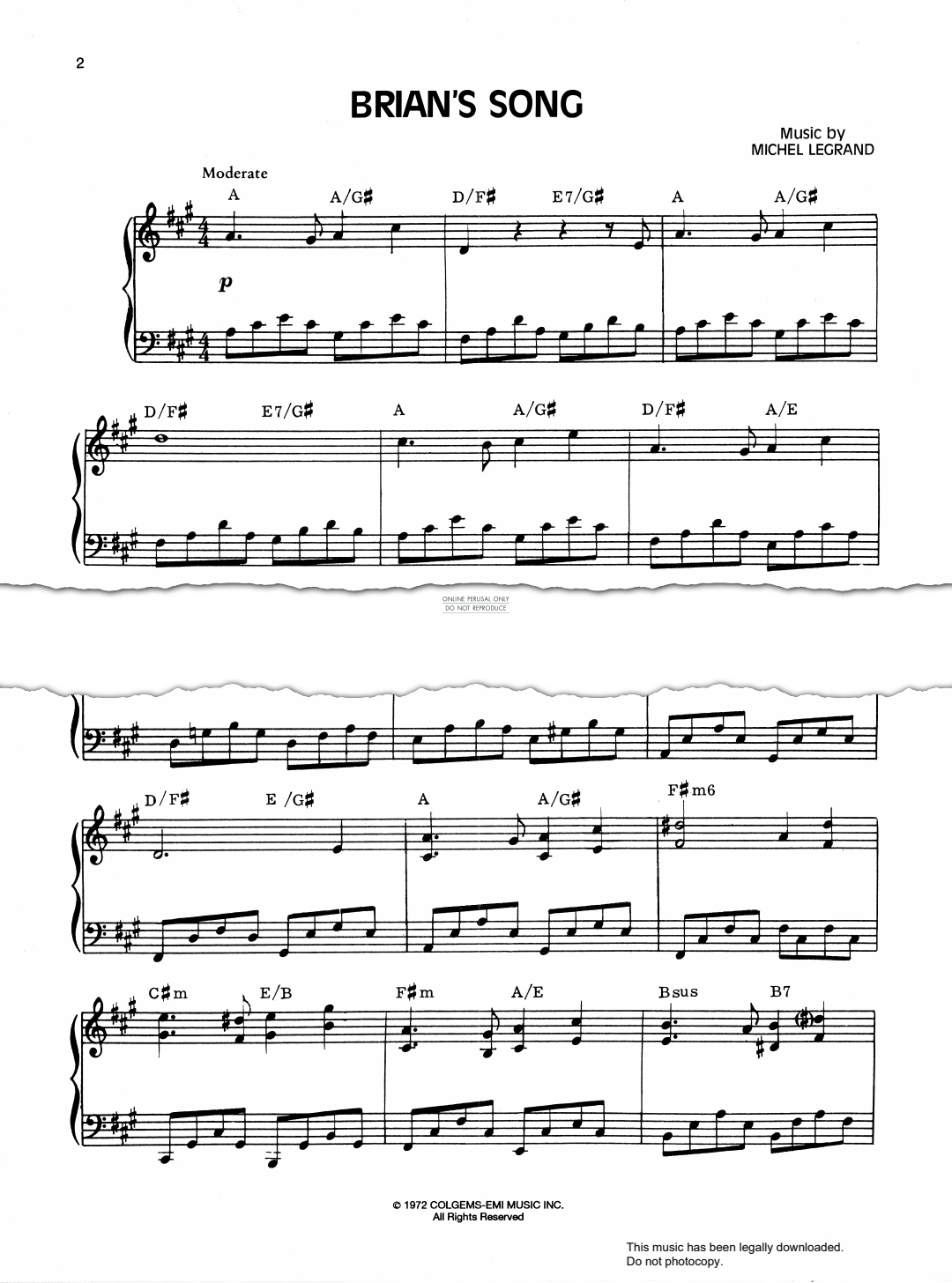 Product gallery: Page 1 of 1 Brian's Song, Michel Legrand