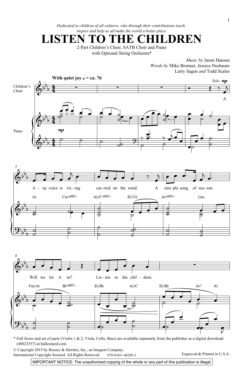 Product picture to: Listen To The Children (SATB with Children's Choir)