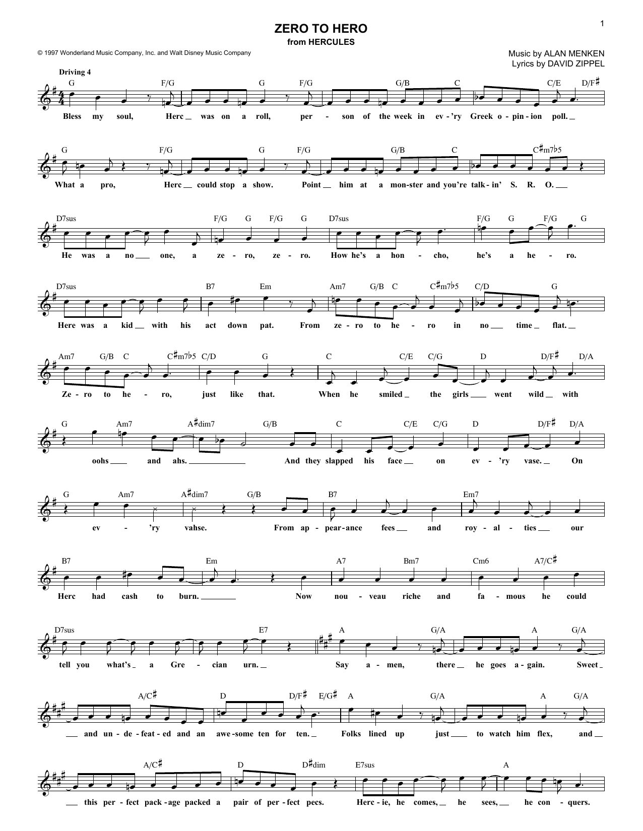 Produktbild zu: Zero To Hero (from Hercules)