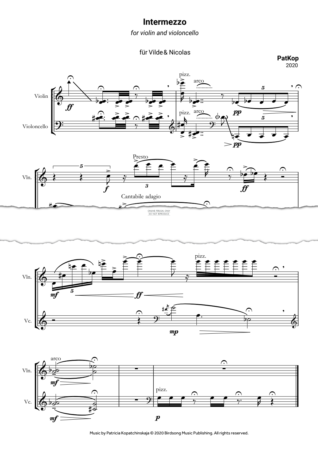 Produktgalerie: Seite 1 von 1 Intermezzo, PatKop, Violine, Violoncello
