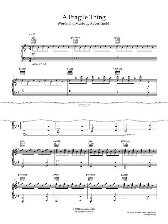 Produktgalerie: Seite 1 von 1 A Fragile Thing, The Cure, Gesang, Gitarre, Klavier