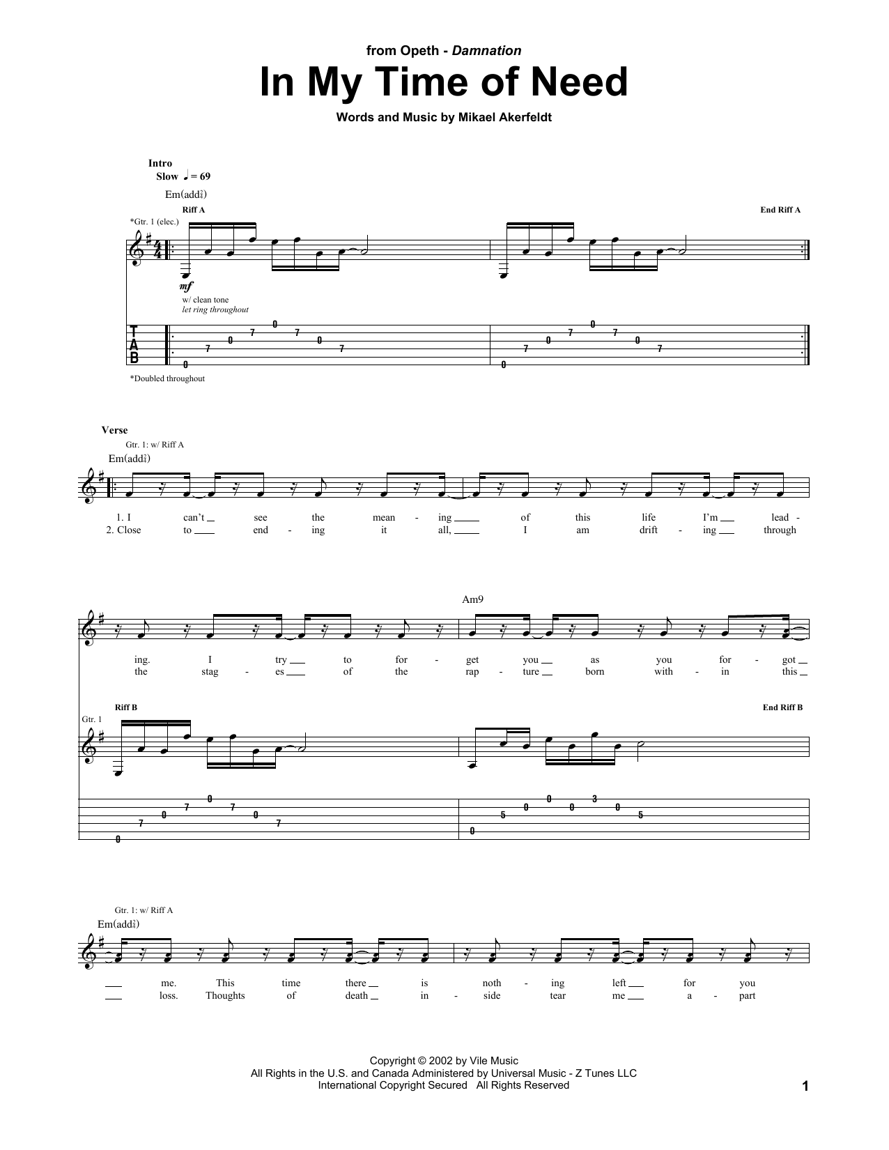 Produktgalerie: Seite 1 von 1 In My Time Of Need, Opeth, Gitarre
