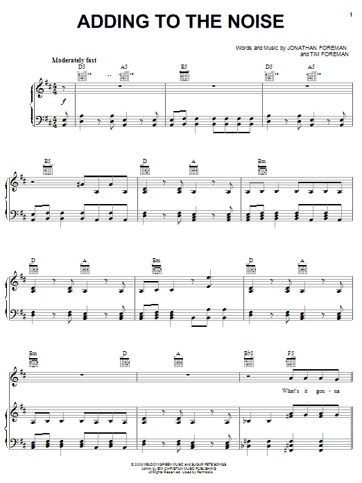 Produktgalerie: Seite 1 von 1 Adding To The Noise, Switchfoot, Gesang, Gitarre, Klavier