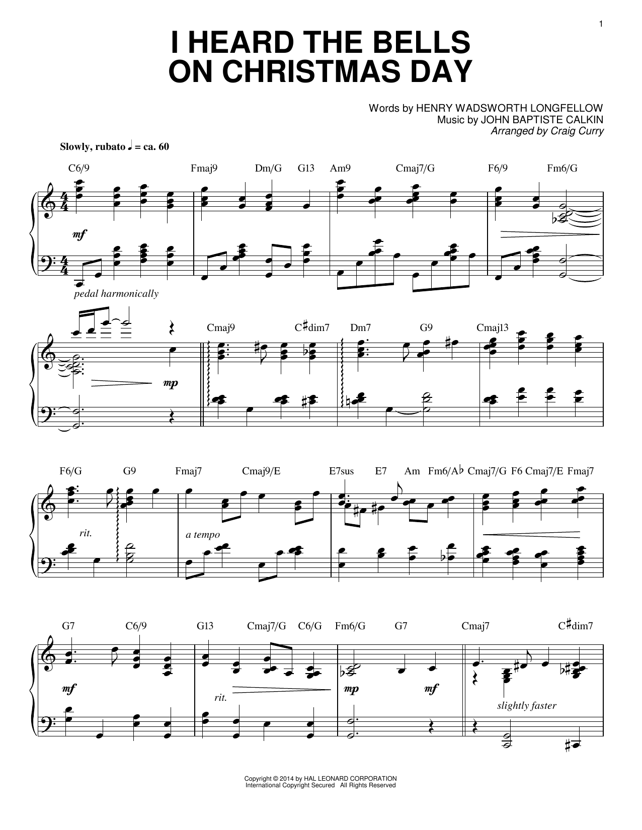 Product picture to: I Heard The Bells On Christmas Day (arr. Craig Curry)