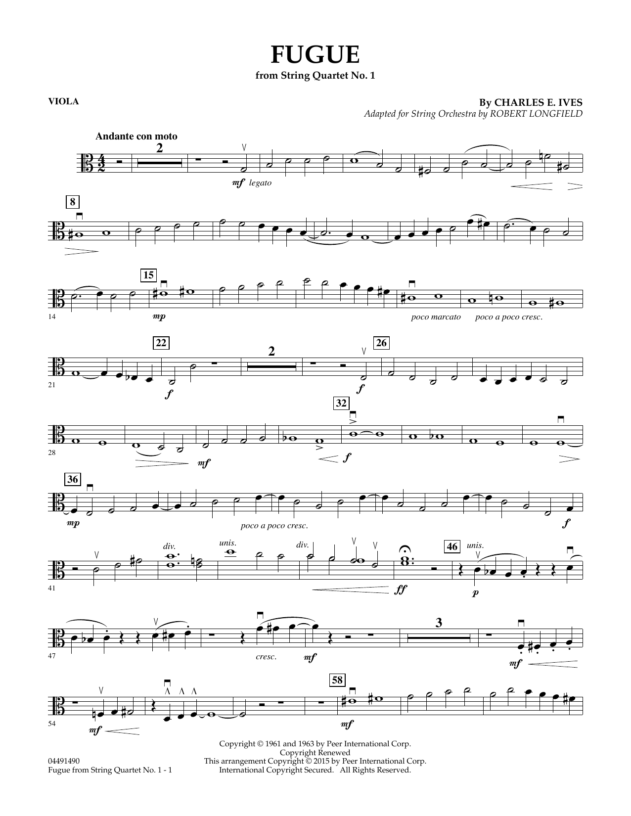 Produktbild zu: Fugue from String Quartet No. 1 - Viola