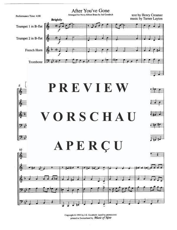 Produktgalerie: Seite 3 von 11 After You've Gone, , Blechbläser Quintett