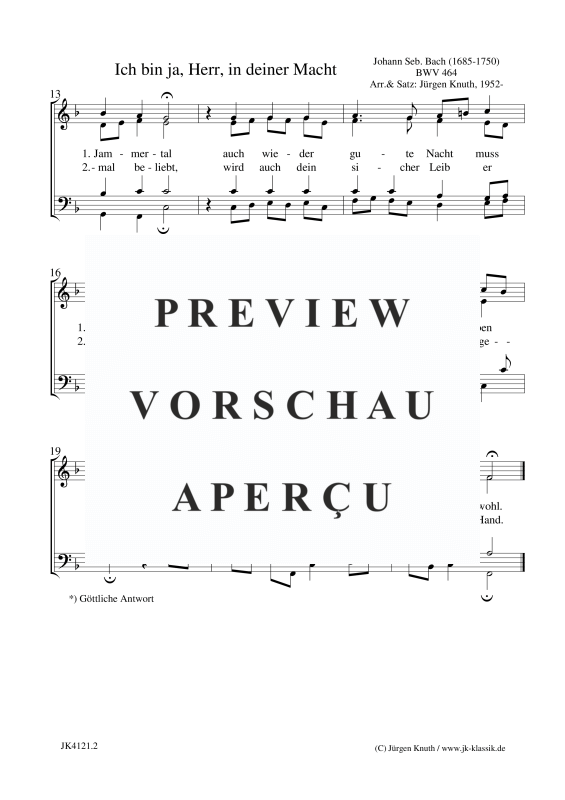 gallery: Ich bin ja, Herr, in deiner Macht BWV 464, , Gemischter Chor