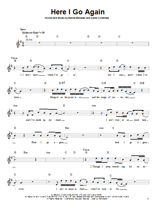 Produktgalerie: Seite 1 von 1 Here I Go Again, Whitesnake, Gitarre