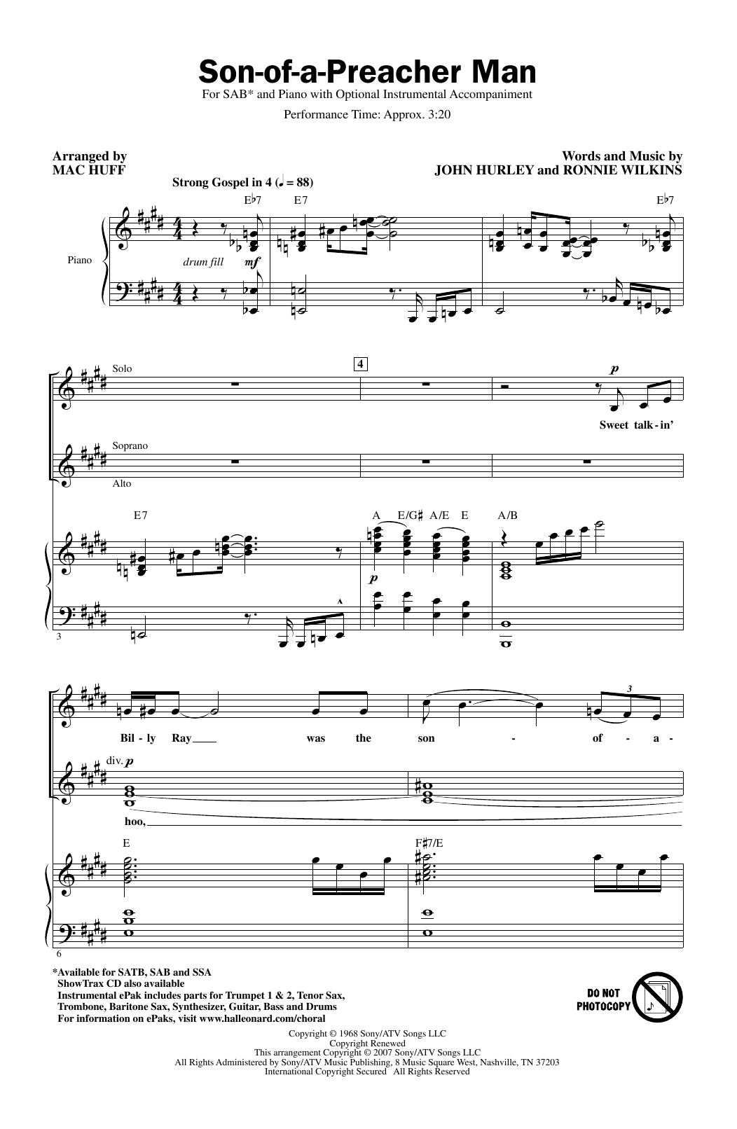 Produktgalerie: Seite 1 von 1 Son-Of-A-Preacher Man (arr. Mac Huff), Dusty Springfield, Chor
