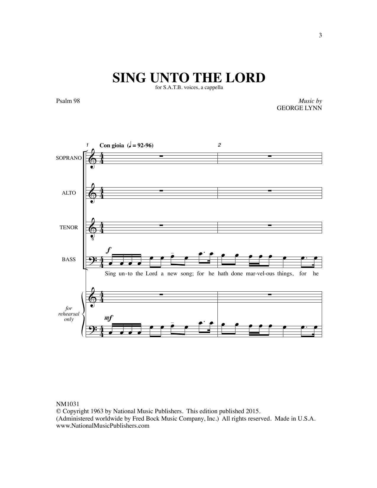 Product picture to: Sing Unto The Lord