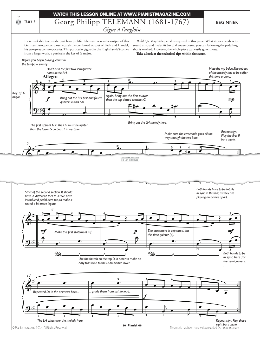 Product gallery: Page 1 of 1 Gigue à l'angloise, Georg Philipp Telemann