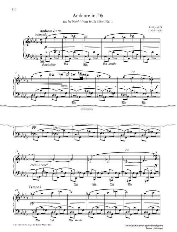 Produktgalerie: Seite 1 von 1 Andante in Db (In the Mists, No. 1), Leos Janacek, Klavier