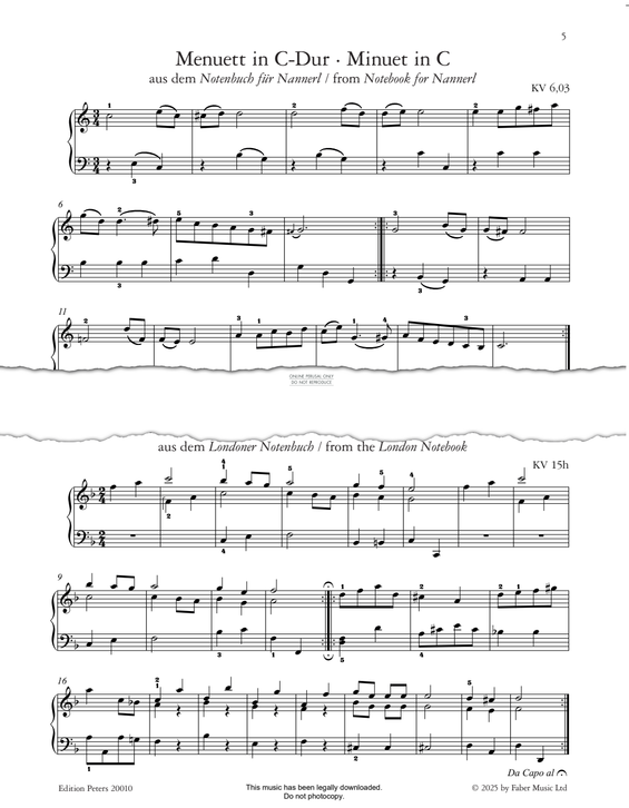 Produktbild zu: Minuet in C, KV 6,03