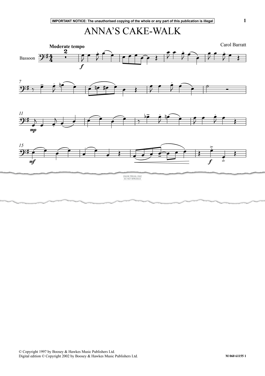 Produktgalerie: Seite 1 von 1 Anna's Cake Walk, Carol Barratt, Fagott, Klavier