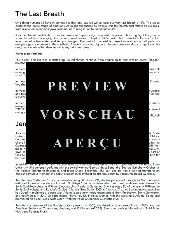 Produktgalerie: Seite 4 von 11 Last Breath, The, , (Ensemble 5x Posaune, 2x Bass Posaune + Contrabass Posaune/Tuba)