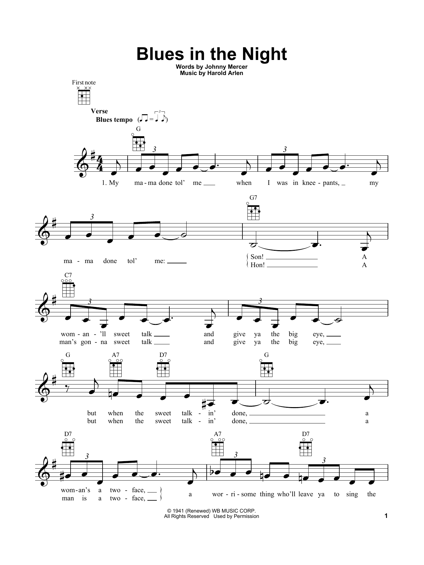Product gallery: Page 1 of 1 Blues In The Night, Harold Arlen