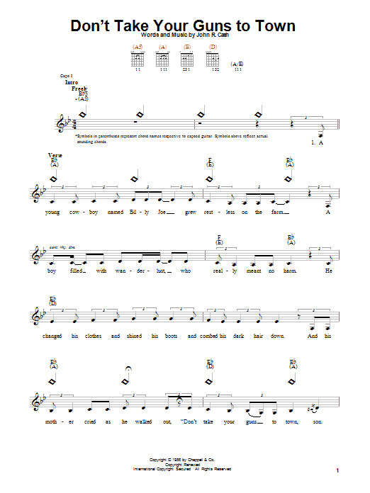 Product gallery: Page 1 of 1 Don't Take Your Guns To Town, Johnny Cash