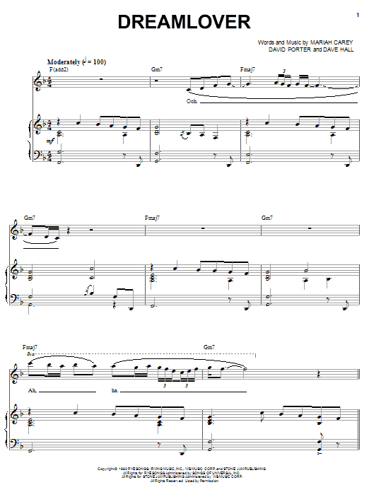 Produktgalerie: Seite 1 von 1 Dreamlover, Mariah Carey, Gesang, Gitarre, Klavier