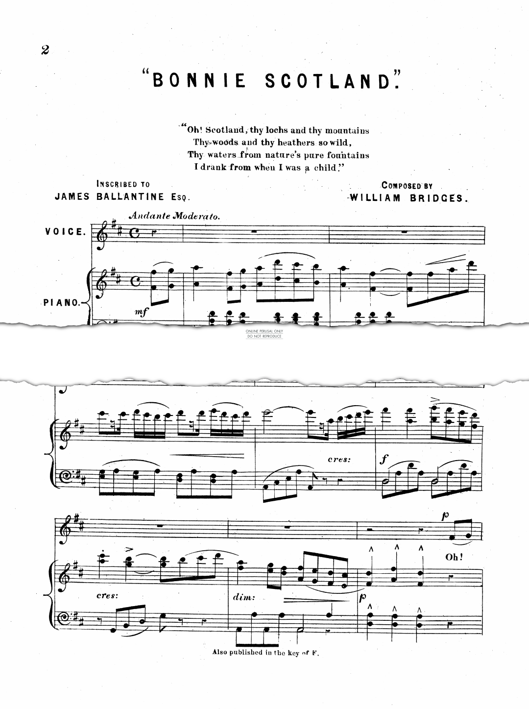 Produktgalerie: Seite 1 von 1 Bonnie Scotland, William Bridges, Gesang, Klavier