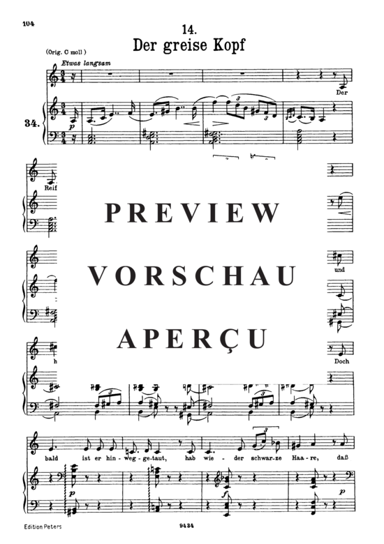 Product gallery: Page 2 of 3 Der greise Kopf D.911-14 (Winterreise), , Low Voice and Piano