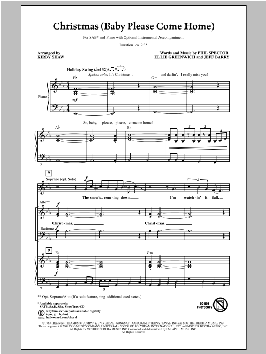 Product gallery: Page 1 of 1 Christmas (Baby Please Come Home), Kirby Shaw