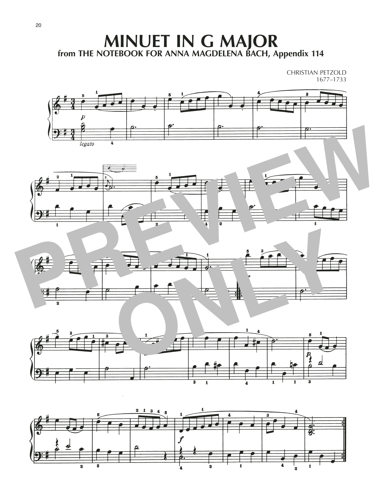 Product gallery: Page 1 of 1 Minuet In G Major, BWV Anh. 114, Christian Petzold