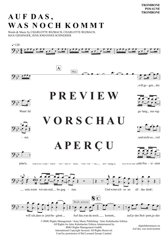 Product gallery: Page 2 of 4 Auf Das, Was Noch Kommt , Lotte und Max Giesinger, (Posaune / Bariton)