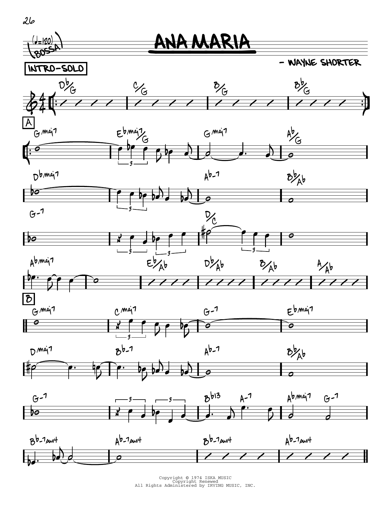 Produktbild zu:  Ana Maria [Reharmonized version] (arr. Jack Grassel) - Wayne Shorter
