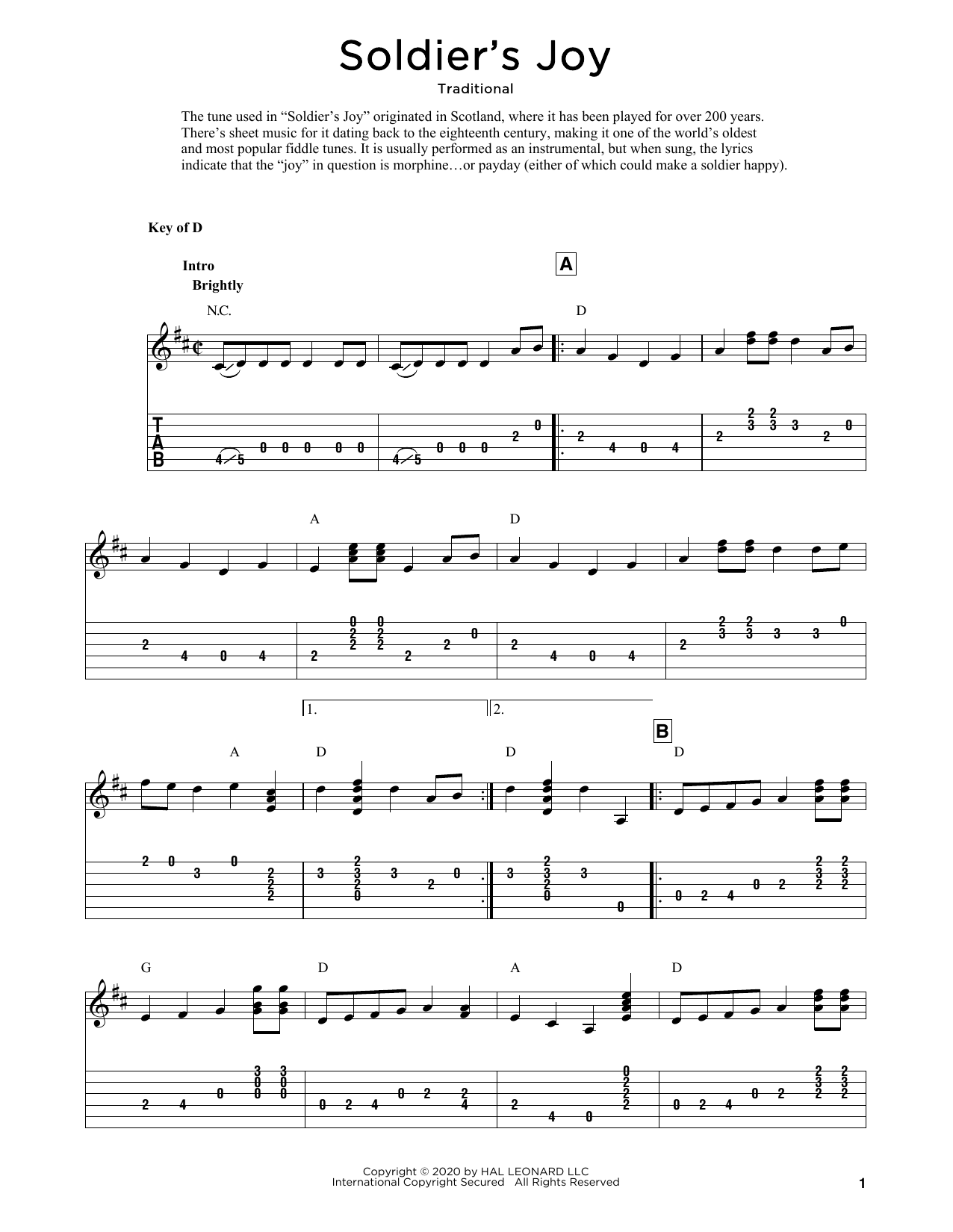 Produktgalerie: Seite 1 von 1 Soldier's Joy (arr. Fred Sokolow), Traditional, Gitarre