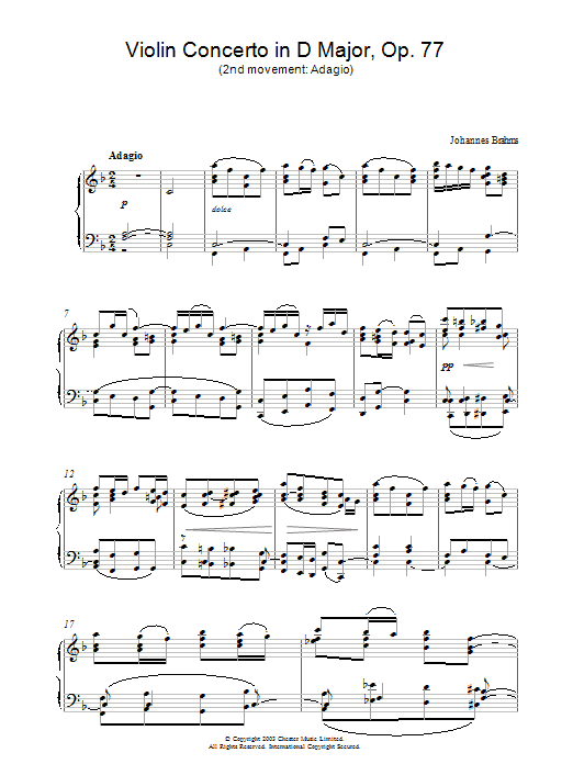 Product gallery: Page 1 of 1 Violin Concerto in D Major, Op. 77 (2nd movement: Adagio), Johannes Brahms