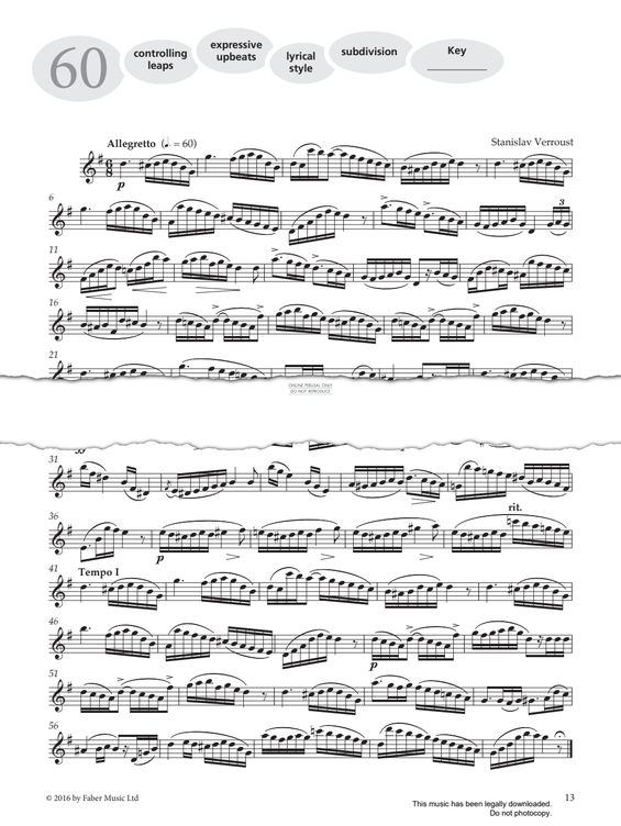 Product gallery: Page 1 of 1 Study No.60 'Allegretto' (from 'More Graded Studies For Saxophone Book Two'), Stanislas Verroust