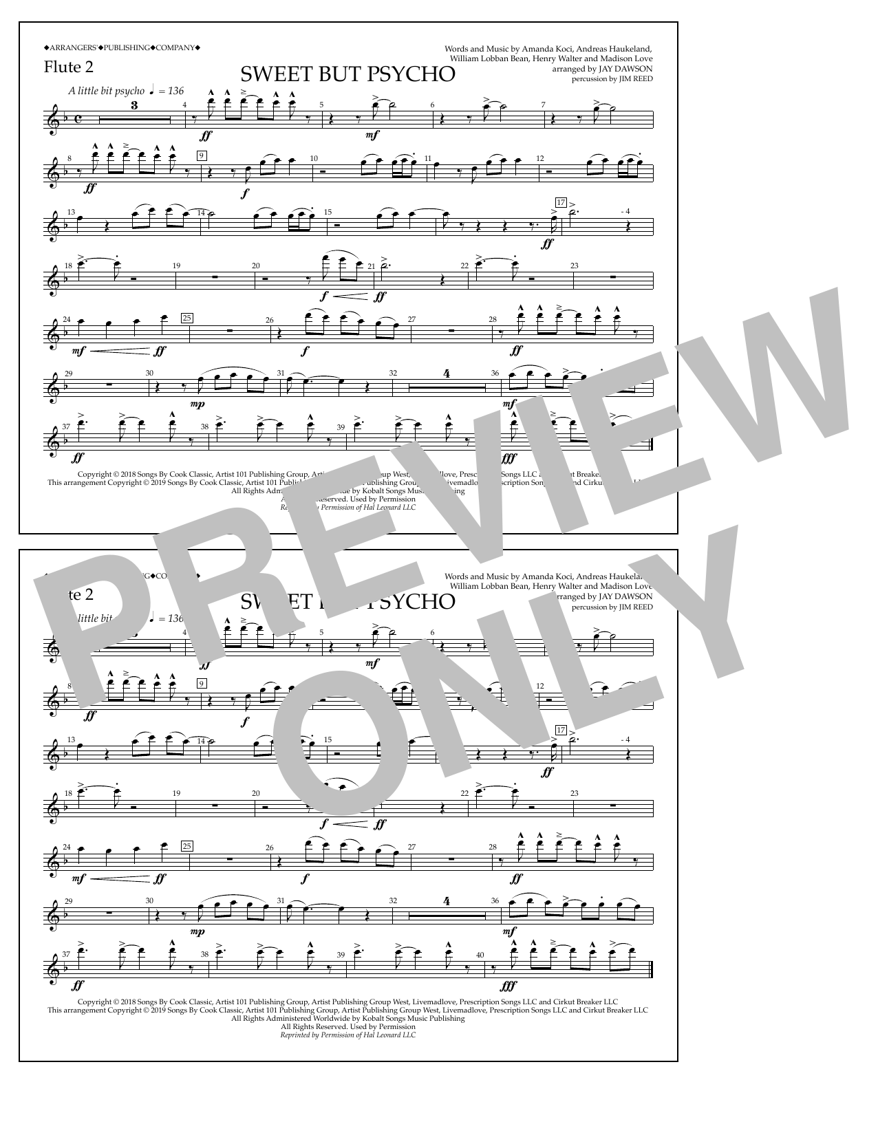 Produktbild zu: Sweet But Psycho (arr. Jay Dawson) - Flute 2