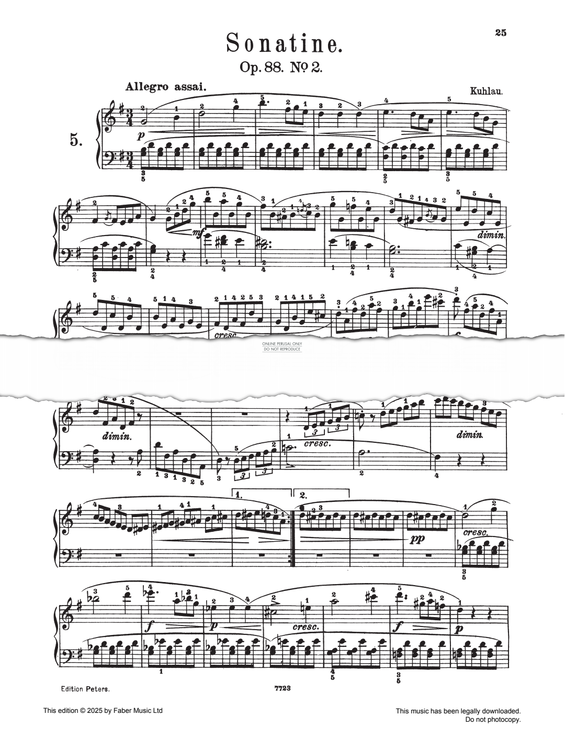 Produktgalerie: Seite 1 von 1 Sonatina in G major Op. 88 No. 2, Friedrich Kuhlau, Klavier