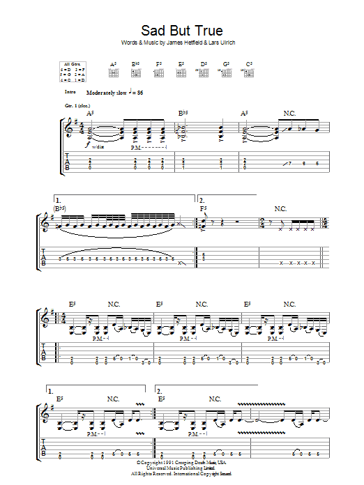 Produktgalerie: Seite 1 von 1 Sad But True, Metallica, Gitarre